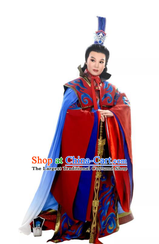 Chinese Yue Opera Emperor Costumes and Headpieces Han Xing Wei Yang Shaoxing Opera Garment Clothing Young Male Apparels