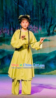 Chinese Shaoxing Opera Xiao Dan Dress Apparels and Hair Accessories Hu Die Meng Butterfly Dream Yue Opera Young Lady Garment Costumes
