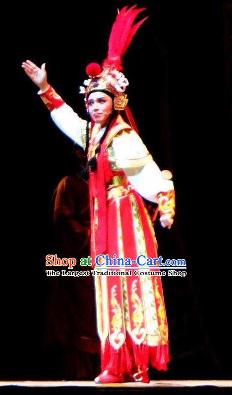 Chinese Shaoxing Opera Wu Dan Costumes and Headwear Changle Palace Yue Opera Garment Actress Martial Female Armor Apparels