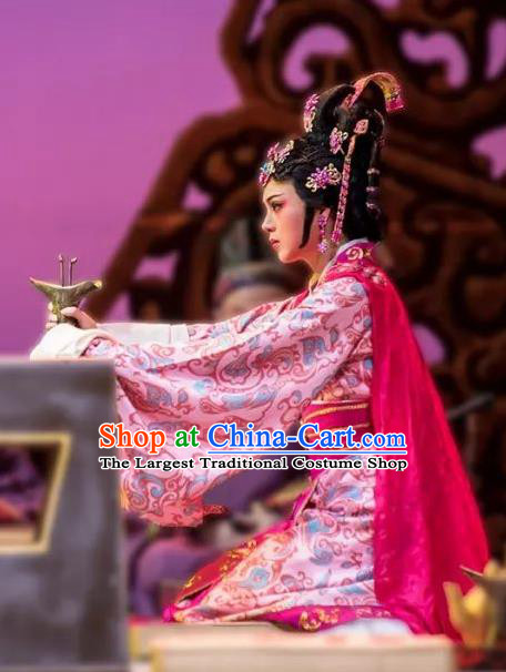 Chinese Shaoxing Opera Court Lady Costumes and Hair Jewelry Changle Palace Yue Opera Actress Garment Han Dynasty Princess Huyang Apparels Hanfu Dress