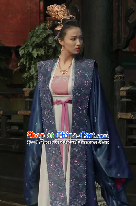 Chinese Ancient Hanfu Dress Garment Drama Serenade of Peaceful Joy Song Dynasty Imperial Consort Zhang Historical Costumes and Headdress