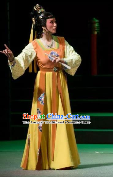 Chinese Shaoxing Opera Palace Lady Dress Costumes and Headpieces The Desolate Palace of Liao Yue Opera Xiao Dan Garment Court Maid Apparels