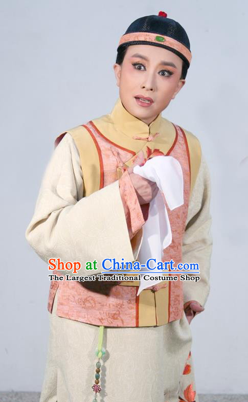 Chinese Yue Opera Qing Dynasty Young Male Costumes and Hat Shaoxing Opera Ban Ba Jan Dao Apparels Childe Xu Tianci Garment