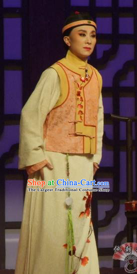 Chinese Yue Opera Qing Dynasty Young Male Costumes and Hat Shaoxing Opera Ban Ba Jan Dao Apparels Childe Xu Tianci Garment