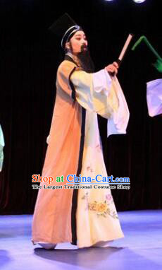 Lions Roar Chinese Yue Opera Elderly Male Costumes and Hat Shaoxing Opera Laosheng Poet Su Dongpo Garment Apparels