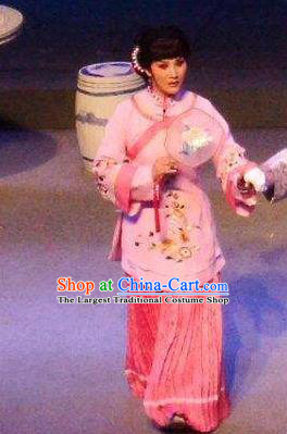 Chinese Shaoxing Opera Hua Tan Apparels Costumes and Headpieces Ban Ba Jan Dao Yue Opera Servant Girl Dress Garment