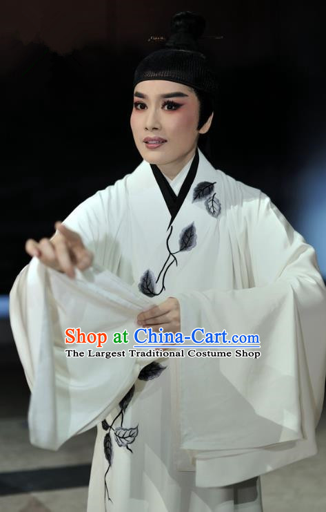 Liu Yong Chinese Yue Opera Xiaosheng Costumes and Headwear Shaoxing Opera Young Male Scholar Poet Garment Apparels