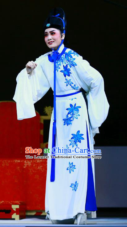 Liu Yong Chinese Yue Opera Young Male Role Xiao Sheng Garment and Hat Shaoxing Opera Scholar Poet Apparels Costumes