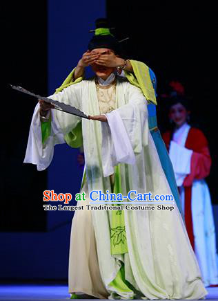 Liu Yong Chinese Yue Opera Xiao Sheng Poet Garment and Headwear Shaoxing Opera Scholar Apparels Costumes Young Male Role