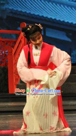 Chinese Shaoxing Opera Young Lady Apparels From Love to Patriotism Deliver the Messenger Costumes and Hair Accessories Yue Opera Xiaodan Dress Garment