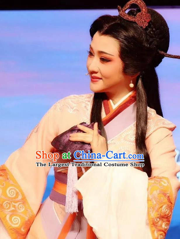 Chinese Shaoxing Opera HUa Tan Hanfu Dress Apparels Costumes and Headdress From Love to Patriotism Deliver the Messenger Yue Opera Noble Consort Mian Jiang Garment