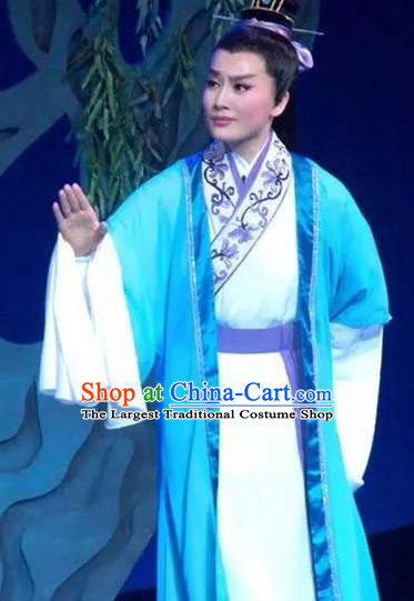 Chinese Yue Opera Scholar Liu Yi Apparels and Headwear The Princess Messenger Farewell at Lakeside Shaoxing Opera Xiaosheng Garment Niche Costumes