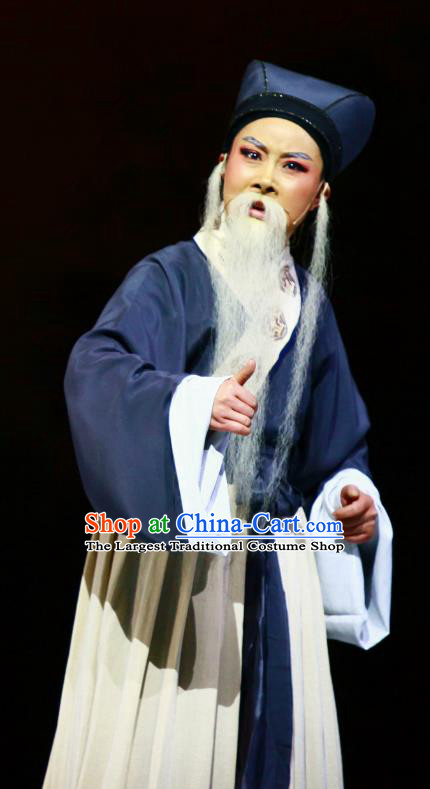 Liu Yong Chinese Yue Opera Elderly Male Garment and Headwear Shaoxing Opera Lao Sheng Costumes Apparels Old Man Clothing