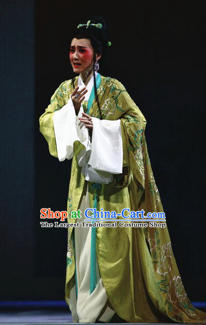 Chinese Shaoxing Opera Hua Dan Young Female Dress Costumes and Headpieces Yue Opera Liu Yong Geisha Actress Garment Apparels