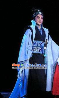 Chinese Yue Opera Chu King Xiang Yu Apparels Takefu Martial Male Costumes and Headwear Shaoxing Opera Yu Beauty Wusheng Garment Clothing