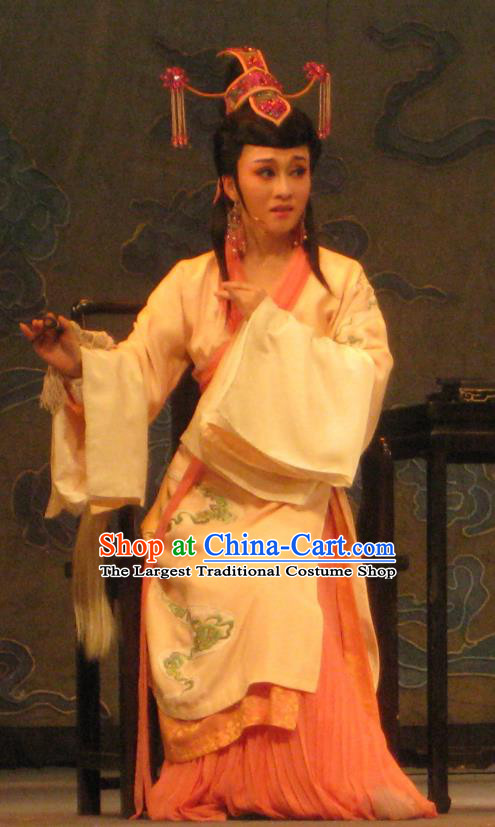 Chinese Shaoxing Opera Taoist Nun Costumes and Headdress Yue Opera Hua Tan Dao Guan Qin Yuan Dress Actress Chen Miaochang Garment Apparels