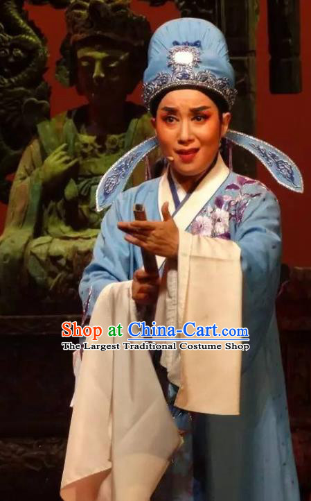 Chinese Yue Opera Young Man Scholar Pan Bizheng Apparels Costumes and Hat Dao Guan Qin Yuan Shaoxing Opera Xiaosheng Niche Garment