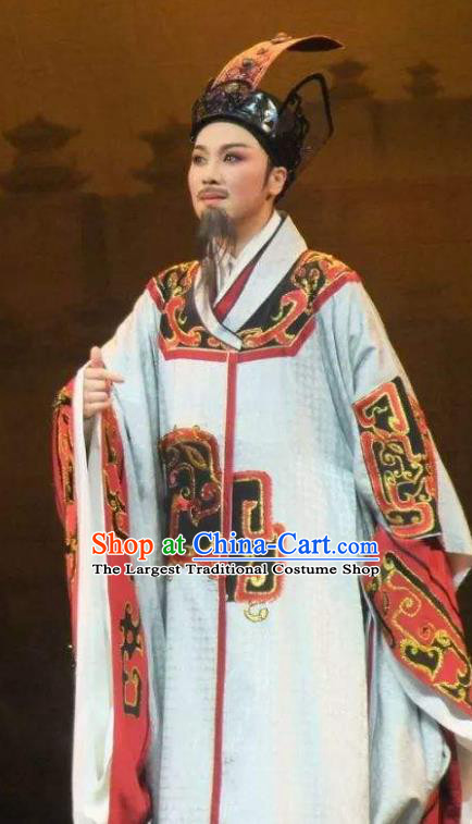 Chinese Yue Opera Elderly Male Han Feizi Costumes Apparels and Headwear Shaoxing Opera Ideologist Garment Clothing