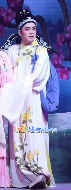 He Wenxiu Chinese Yue Opera Xiaosheng Scholar Robe Apparels Costumes and Headwear Shaoxing Opera Young Male Garment Clothing