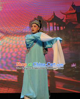 He Wenxiu Chinese Yue Opera Poor Scholar Apparels Costumes and Headwear Shaoxing Opera Xiaosheng Niche Garment