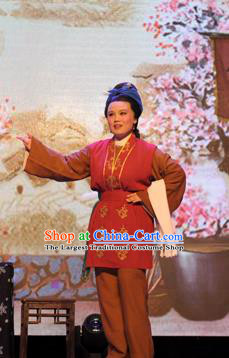 Chinese Shaoxing Opera Elderly Female Dress Garment and Headdress He Wenxiu Yue Opera Old Woman Apparels Costumes