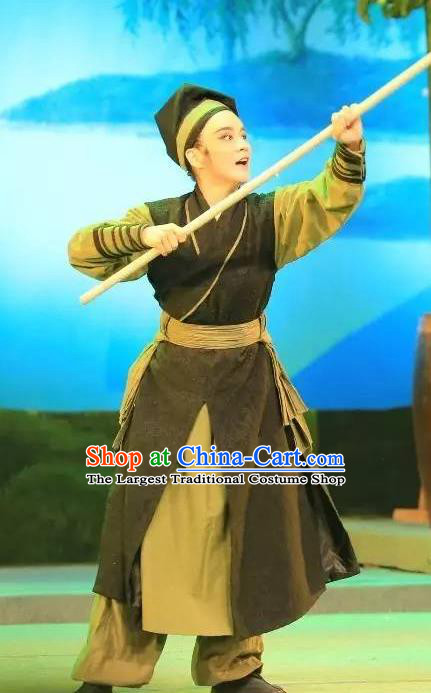 He Wenxiu Chinese Yue Opera Wusheng Garment and Headwear Shaoxing Opera Martial Male Apparels Costumes