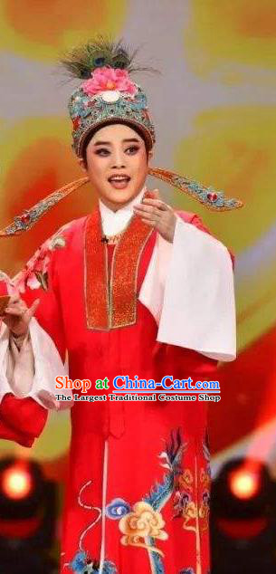 The Number One Scholar Is Not Love Chinese Yue Opera Young Male Wedding Clothing and Headwear Shaoxing Opera Xiaosheng Apparels Garment Costumes
