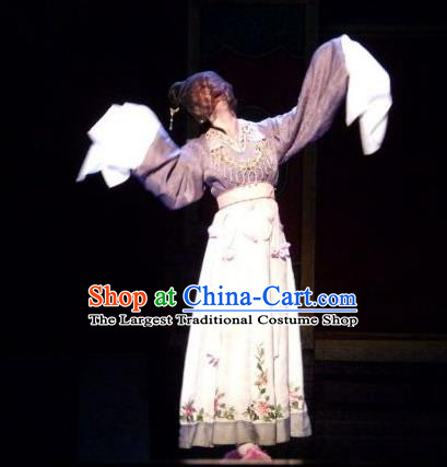 Chinese Shaoxing Opera Young Lady Tang Meifen Dress Apparels and Headdress The Number One Scholar Is Not Love Yue Opera Hua Tan Garment Costumes