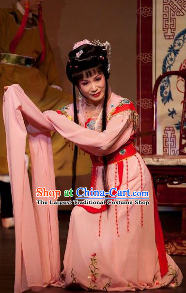 Chinese Shaoxing Opera Young Lady Dress and Headpieces Yue Opera Hua Tan Costumes Emperor and the Village Girl Apparels Garment