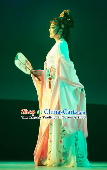 Chinese Shaoxing Opera Noble Lady Dress and Headpieces Butterfly Love Monk Yue Opera Hua Tan Costumes Young Female Xiang Ning Apparels Garment