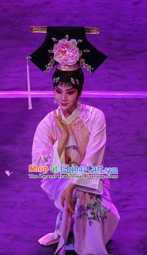 Chinese Beijing Opera Qing Dynasty Court Maid Apparels Costumes and Headdress Nan Hai Zi Traditional Peking Opera Young Lady Dress Garment