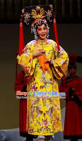 Chinese Beijing Opera Imperial Empress Apparels Costumes and Headdress Nan Hai Zi Traditional Peking Opera Qing Dynasty Dress Queen Borjigin Garment