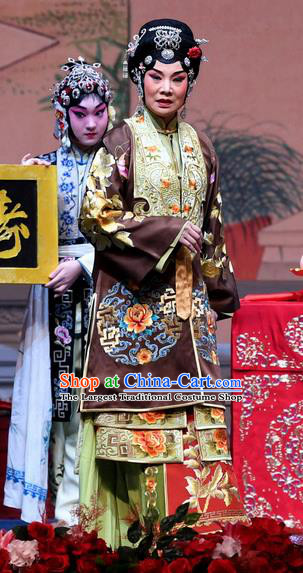 Chinese Beijing Opera Dame Apparels Costumes and Headdress Tell On Sargam Traditional Peking Opera Pantaloon Dress Elderly Woman Garment