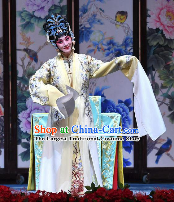 Chinese Beijing Opera Young Female Zhang Shangzhu Apparels Costumes and Headdress Tell On Sargam Traditional Peking Opera Hua Tan Dress Diva Garment