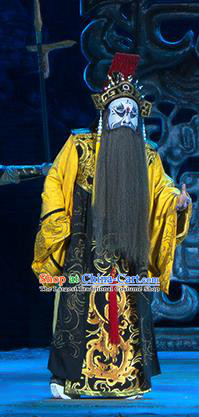 Ru Ji Chinese Peking Opera King Wei Garment Costumes and Headwear Beijing Opera Laosheng Apparels Elderly Male Clothing