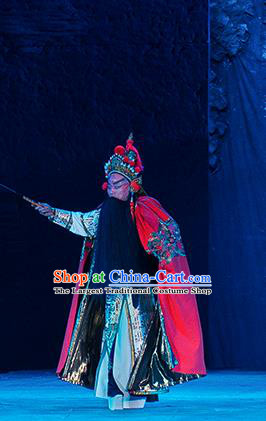 Ru Ji Chinese Peking Opera Laosheng Wei Wuji Garment Costumes and Headwear Beijing Opera Elderly Male Apparels King Xinling Clothing