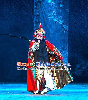 Ru Ji Chinese Peking Opera Laosheng Wei Wuji Garment Costumes and Headwear Beijing Opera Elderly Male Apparels King Xinling Clothing