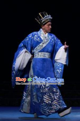Chun Qiu Er Xu Chinese Peking Opera Young Male Garment Costumes and Headwear Beijing Opera Xiaosheng Apparels Official Shen Baoxu Clothing