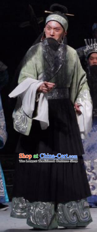 Chun Qiu Er Xu Chinese Peking Opera Official Wu Zixu Garment Costumes and Headwear Beijing Opera Minister Elderly Male Apparels Clothing