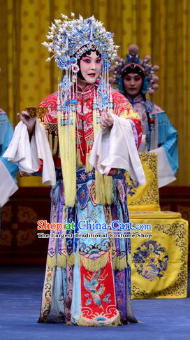 Chinese Beijing Opera Palace Princess Apparels Costumes and Headdress Yao Qi Traditional Peking Opera Hua Tan Dress Actress Yinping Garment