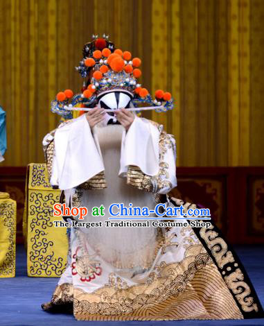 Yao Qi Chinese Peking Opera Elderly Official Garment Costumes and Headwear Beijing Opera Laosheng Apparels Minister Clothing