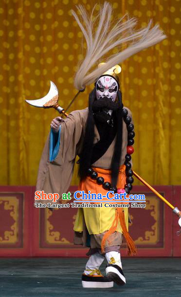 Tao Hua Cun Chinese Peking Opera Monk Lu Zhishen Garment Costumes and Headwear Beijing Opera Apparels Martial Male Clothing