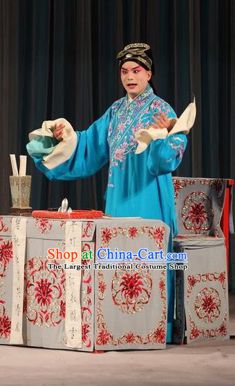 Tao Hua Cun Chinese Peking Opera Niche Garment Costumes and Headwear Beijing Opera Scholar Bian Ji Apparels Young Male Clothing