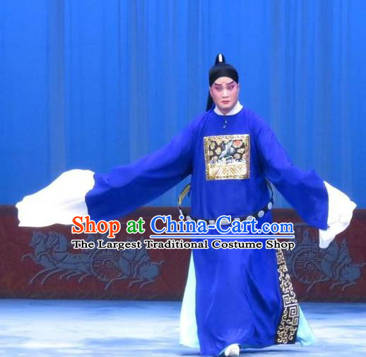 Zhou Ren Xian Sao Chinese Ping Opera Scholar Young Male Costumes and Headwear Pingju Opera Xiaosheng Zhou Ren Apparels Official Clothing