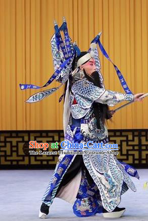 Xiang Jiang Hui Chinese Peking Opera General Kao Garment Costumes and Headwear Beijing Opera Military Officer Armor Suit with Flags Apparels Clothing