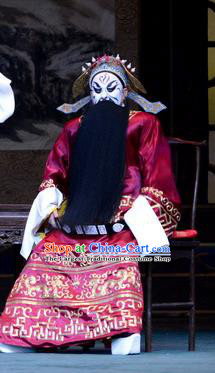 Di Qing Chinese Peking Opera Official Hu Tianhua Garment Costumes and Headwear Beijing Opera Military Assistant Apparels Elderly Male Clothing