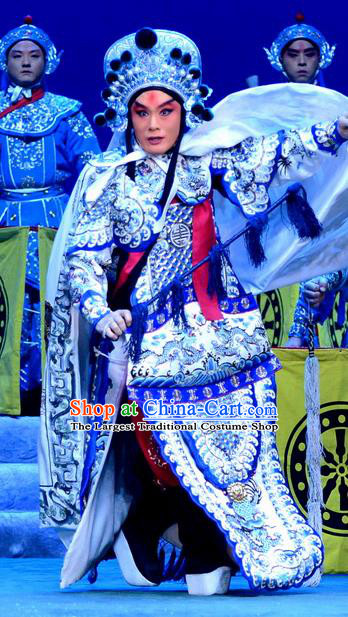 Di Qing Chinese Peking Opera Martial Actor Garment Costumes and Headwear Beijing Opera Takefu Apparels General Di Qing Armor Clothing