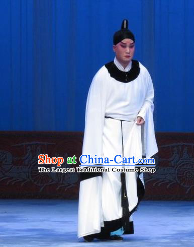 Zhou Ren Xian Sao Chinese Ping Opera Xiaosheng Costumes and Headwear Pingju Opera Young Male Zhou Ren White Apparels Clothing