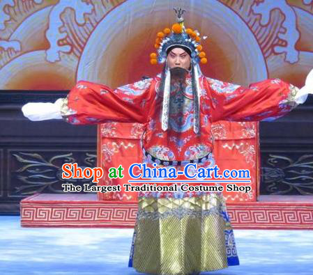 Zhou Ren Xian Sao Chinese Ping Opera Laosheng Elderly Male Costumes and Headwear Pingju Opera Emperor Apparels Clothing