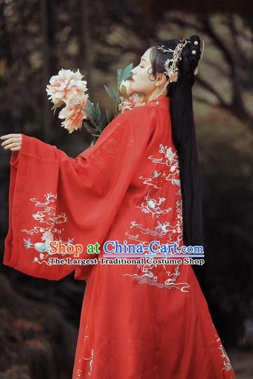 Chinese Traditional Tang Dynasty Royal Princess Apparels Historical Costumes Ancient Court Female Red Hanfu Dress Wedding Garment for Women